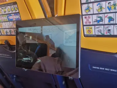 Stand and Airplane tablet/phone mount. Works on Ryanair and others
