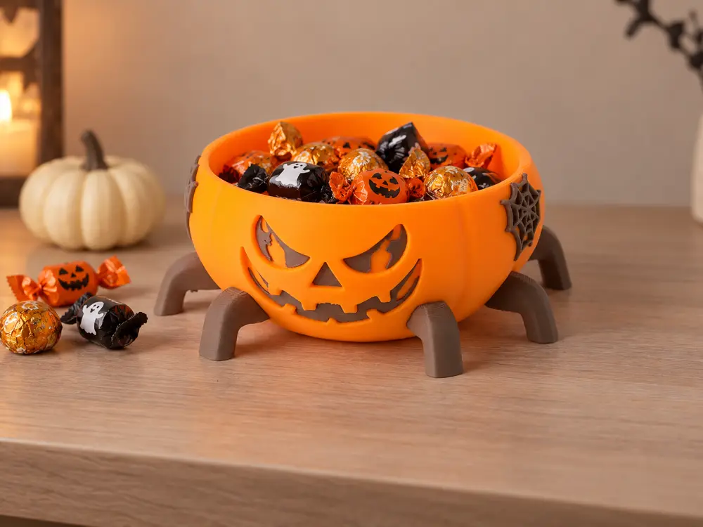 Jack-O’-Lantern Spider Candy Bowl – Halloween Treat Dish