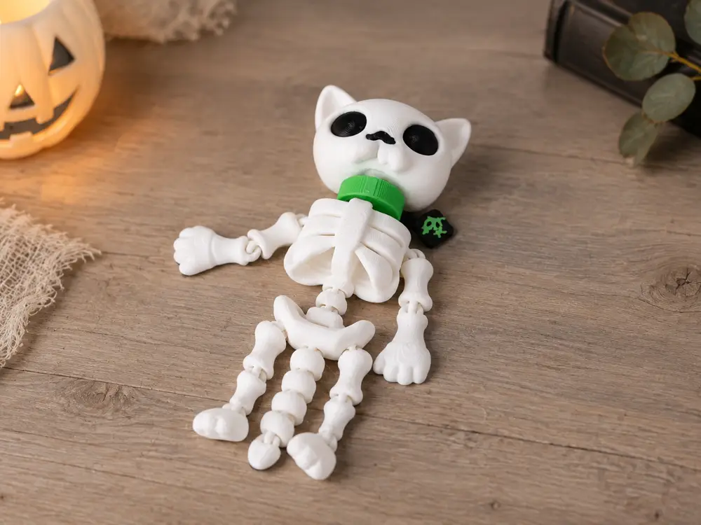 Toxic Skeleton Cat – Articulated Halloween Flexi Toy