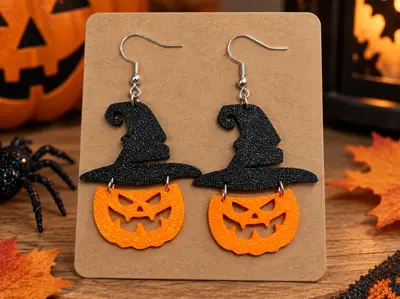 Halloween Earrings - Witch Pumpkin