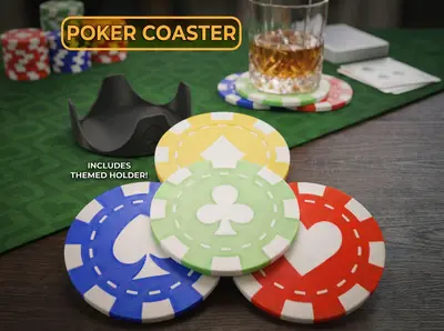 Poker Chip Coasters Set