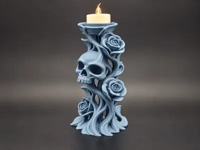 The Last Rose – Halloween Skull Candle Stand