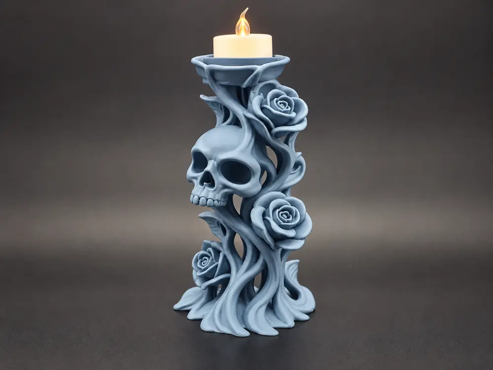 The Last Rose – Halloween Skull Candle Stand