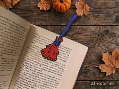 🧹 Witch Broom Halloween Bookmark (Magical 3D Print)