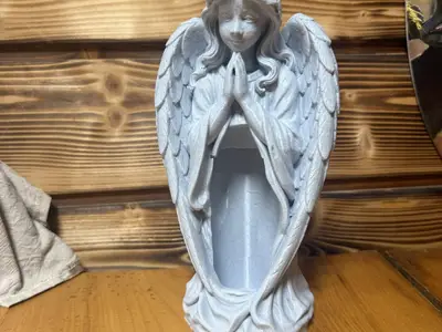 Praying Angel Memorial Candle Holder / Cemetery Light