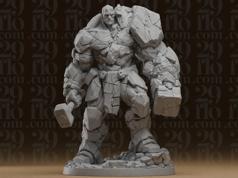 #610 Stone Titan Hammer Golem Statue