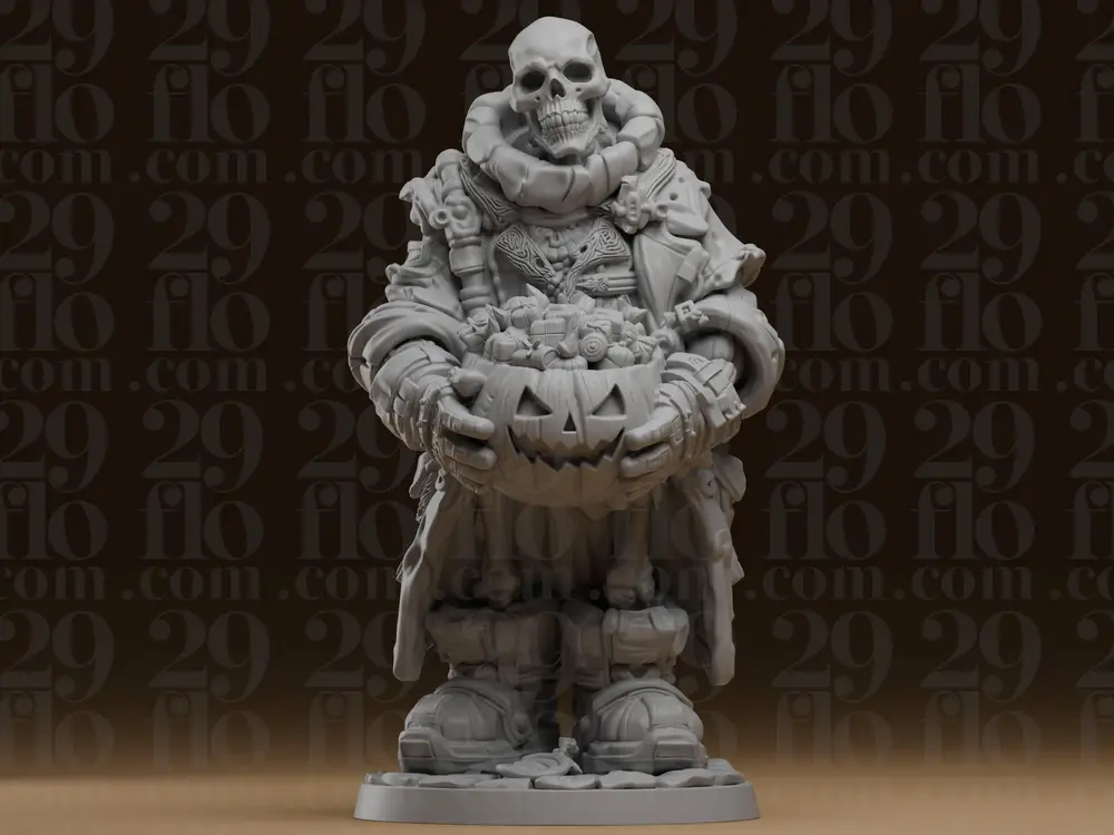 #646 Skeleton Trick or Treat Halloween Pumpkin Statue