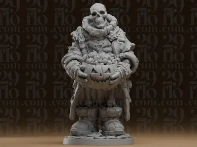 #646 Skeleton Trick or Treat Halloween Pumpkin Statue