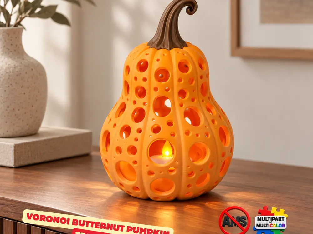 VORONOI BUTTERNUT PUMPKIN TEALIGHT / HALLOWEEN DECOR / MODERN DESIGN / MODERN DESIGN / AUTUMN DECOR