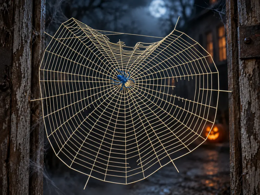 Broken Spider Web with Spider – Halloween
