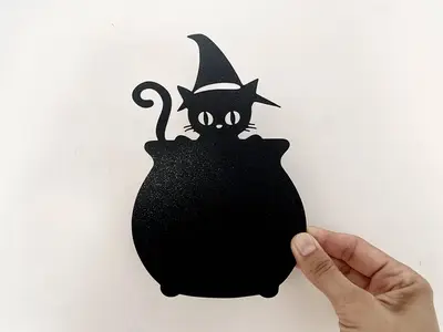 Witch Cat in Cauldron