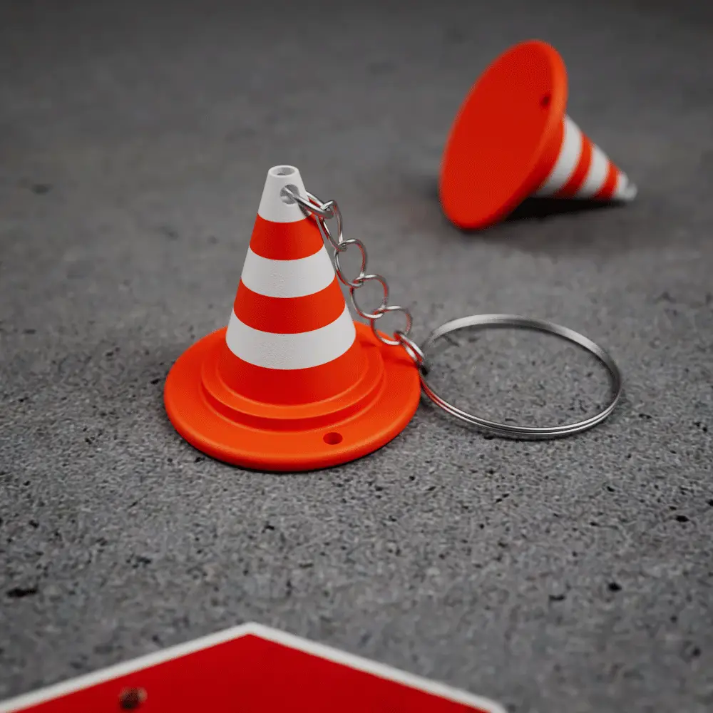 Mini Traffic Cone Keychain | High-Vis Industrial Keyring