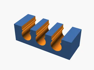 Snap-In Desk Cable Clip (3 Slots, Parametric)
