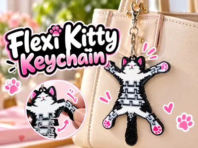 Flexi Kitty Keychain | Articulated