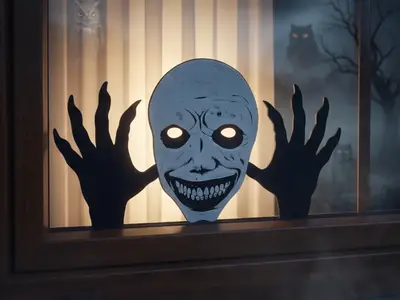 Creepy Window Monster - Halloween Decor