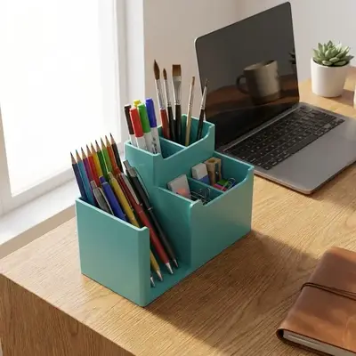 Desktop organizer for notes, pens, and pencils
