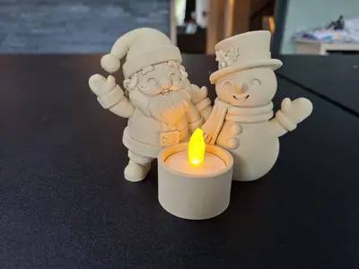 Santa & Snowman Christmas Tealight Holder