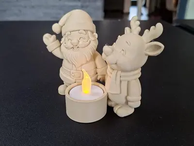 Santa & Reindeer Christmas Tealight Holder