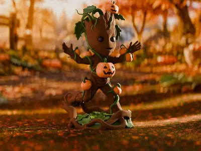 Baby Groot Pumpkin Vine – Halloween Figurine