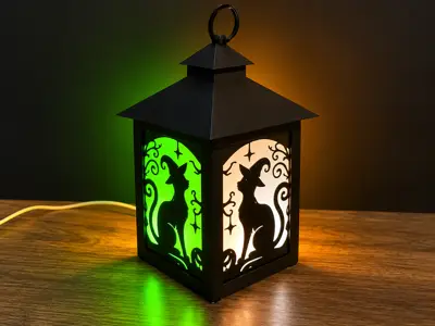Witch Cat Lantern Stencil – Halloween