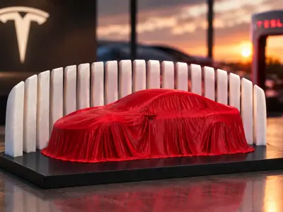 Tesla model 3 under cloth