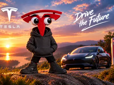 Cool swag Tesla mascot