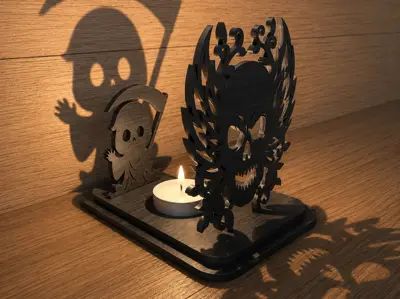 3D Halloween Candle Holder with Shadow Projection