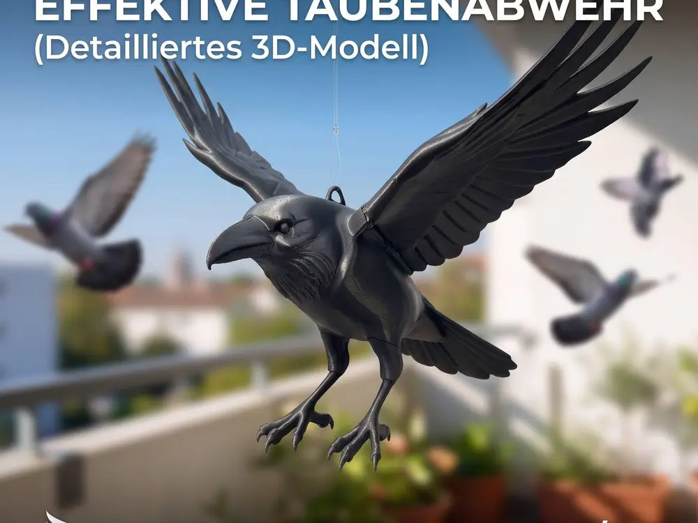 Fliegender Rabe als Taubenabwehr/Taubenschreck