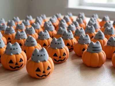 Pumpkin chubby cat halloween decoration toy