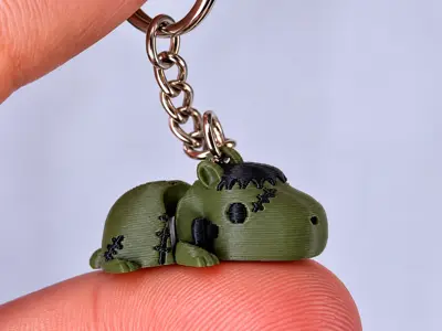 Super Small Zombie Capybara Keychain, Cute Halloween Flexi