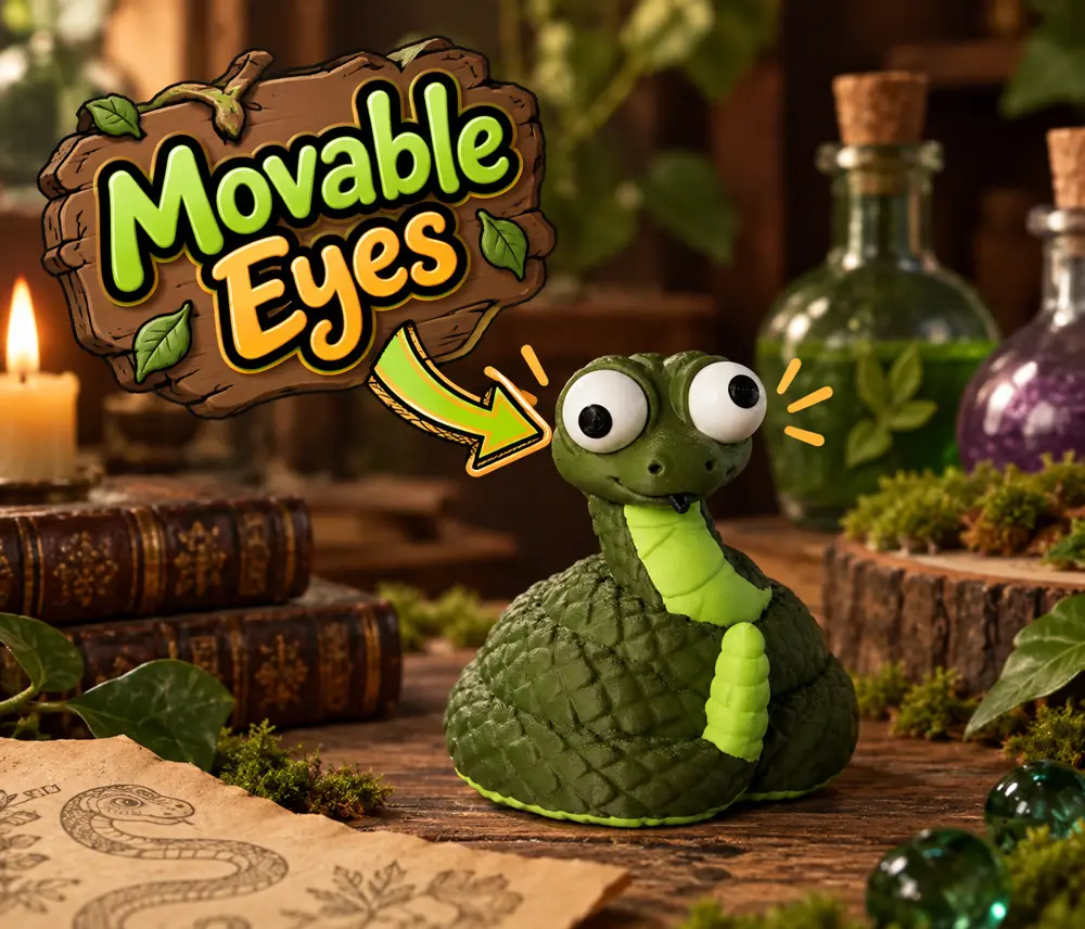 Big Eyed Snake - Cute Cartoon Style Design