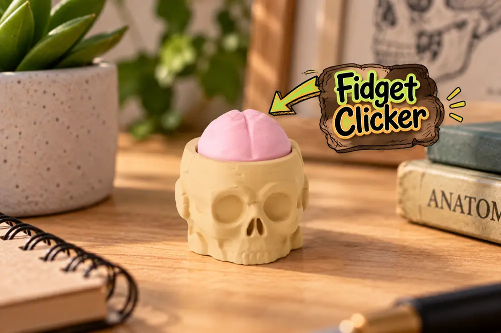 Skull Brain Clicker Toy Spooky Halloween Fidget