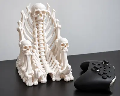 Halloween Skeleton Throne Gaming Dock – Gothic Headphone, Phone & Controller Stand