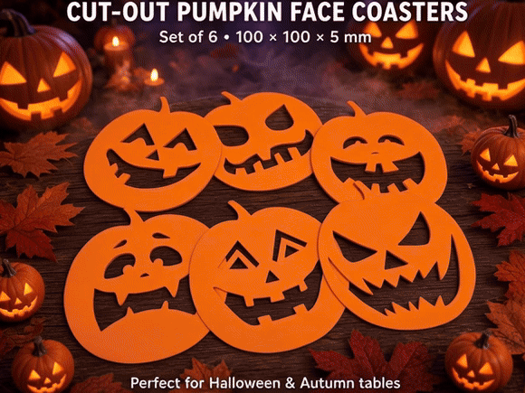 🎃 CUT-OUT PUMPKIN FACE COASTERS
