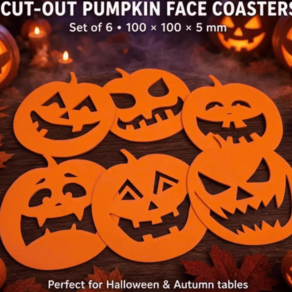 🎃 CUT-OUT PUMPKIN FACE COASTERS