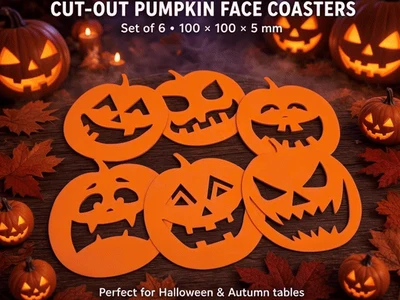 🎃 CUT-OUT PUMPKIN FACE COASTERS