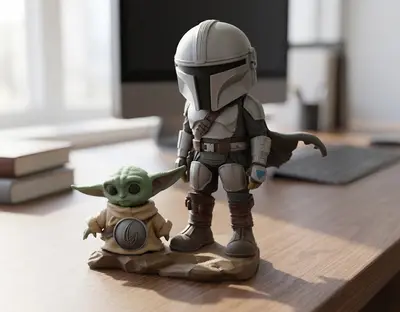 Chibi Mandalorian and Grogu Diorama – 3D Printable Figure
