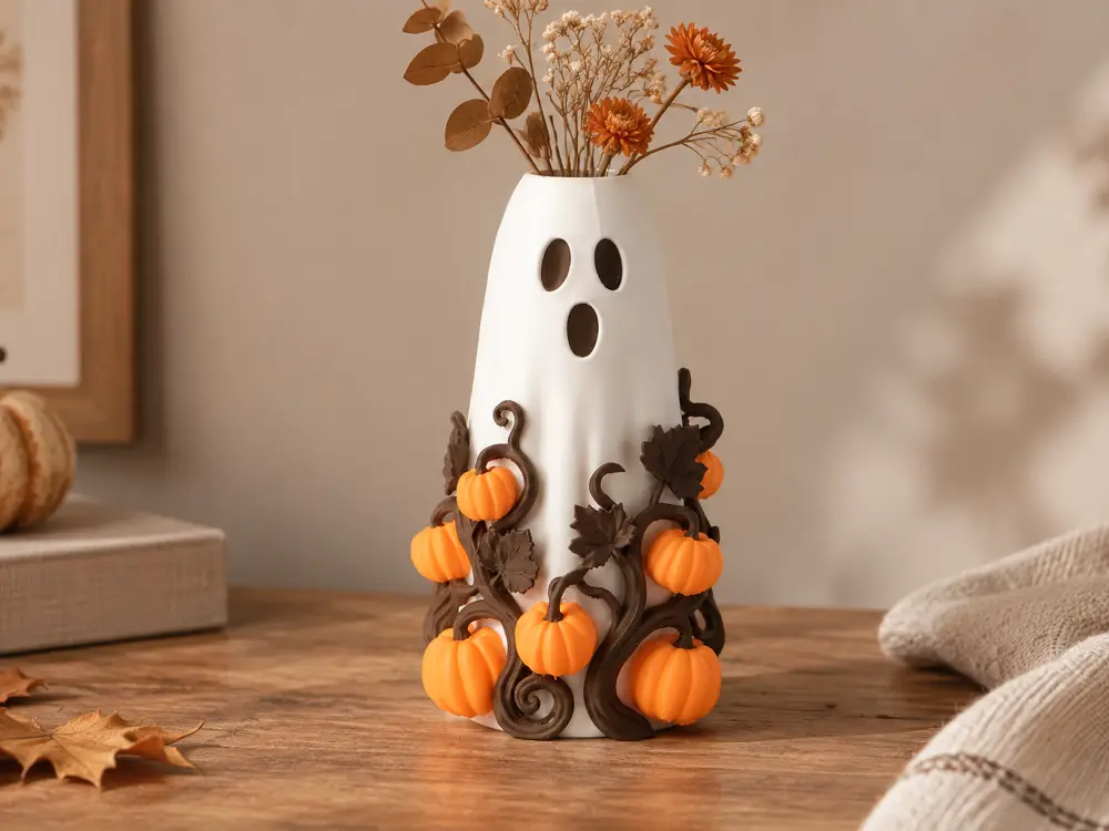 Ghost Pumpkin Vine Vase – Halloween Decor