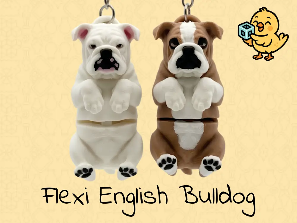 English Bulldog Keychain – Articulated Flexi Toy Dog