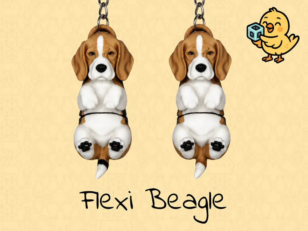 Cute Beagle Keychain – Articulated Flexi Toy Dog