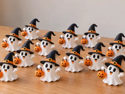 Halloween Ghost With Pumpkin Basket