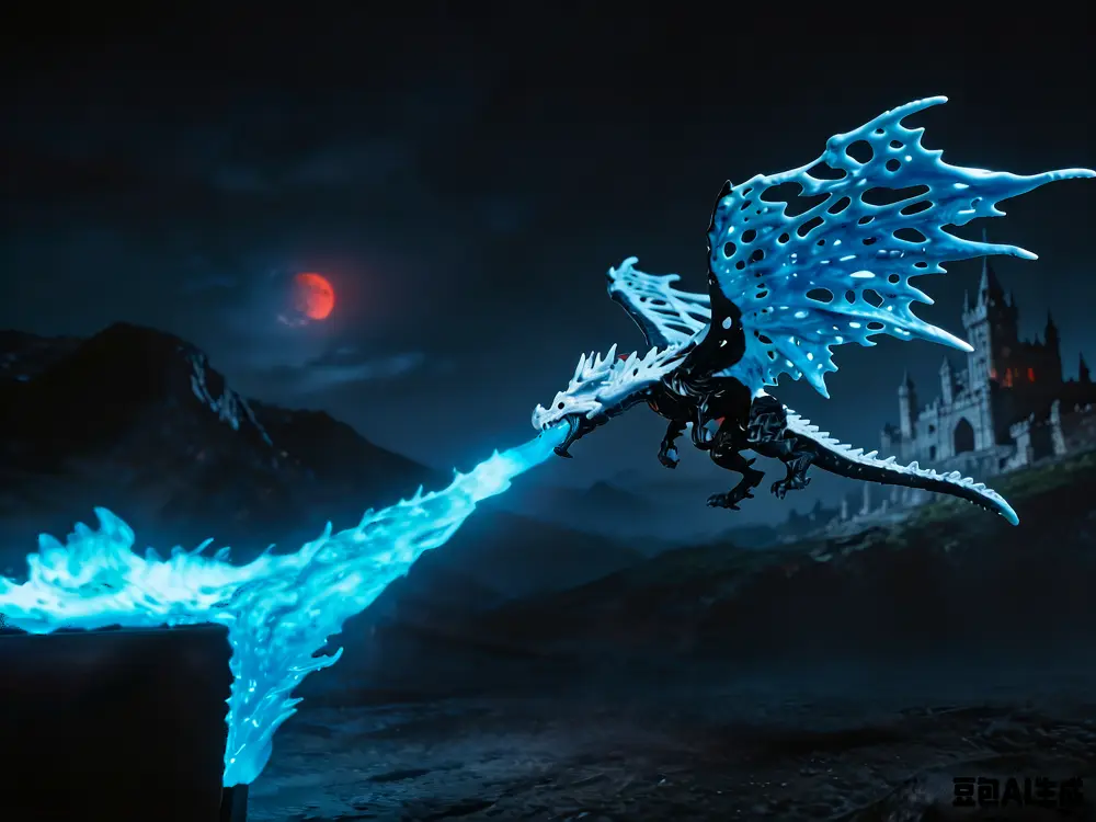 Ice Blue Frost Skeleton Dragon Breath Lamp on Boot — Monitor Buddy