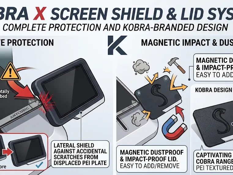 Anycubic Kobra X - Screen Shield & Magnetic Cobra Cover