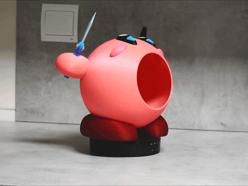 Kirby Sucking Trashcan or Lamp (split model)