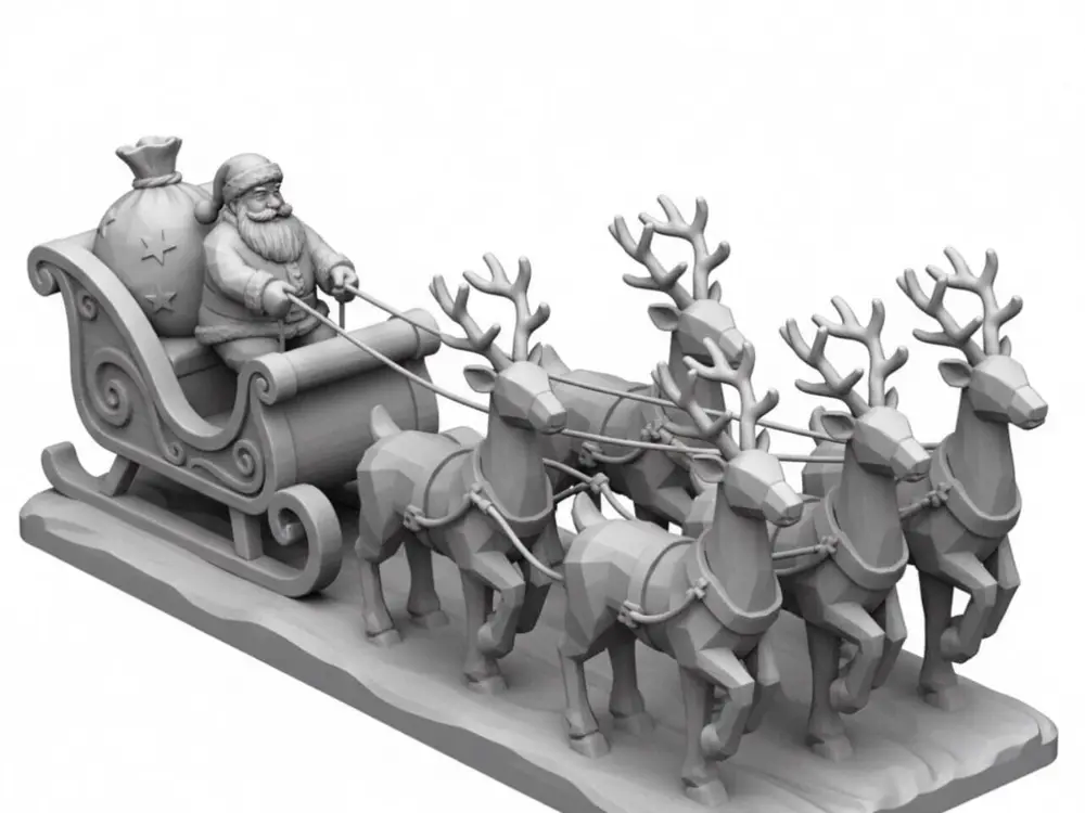 Santa Claus's sleigh with his reindeer