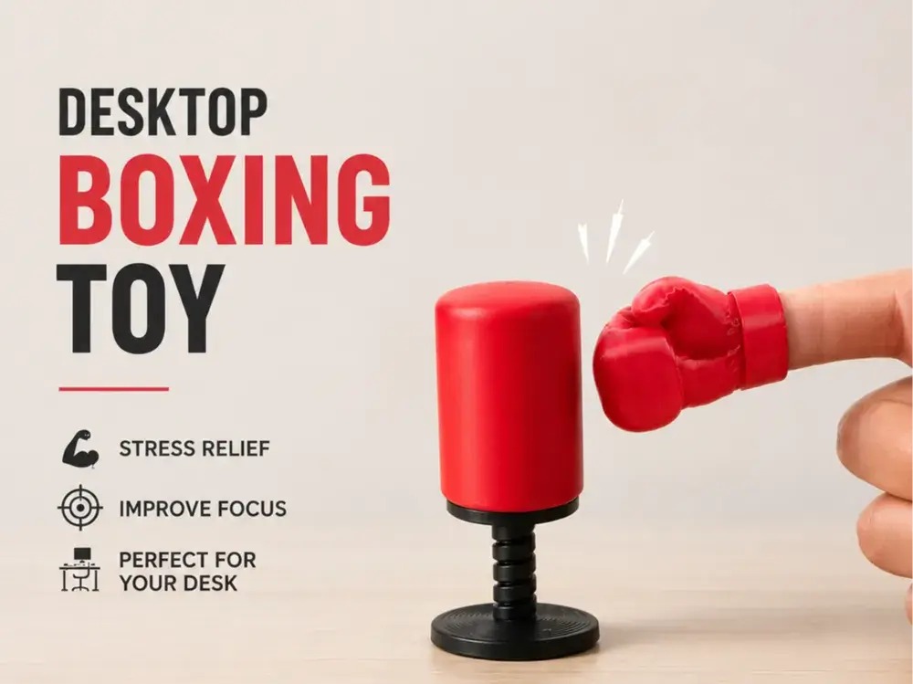 Desktop Boxing Toy - Spring Punching Bag & Finger Glove