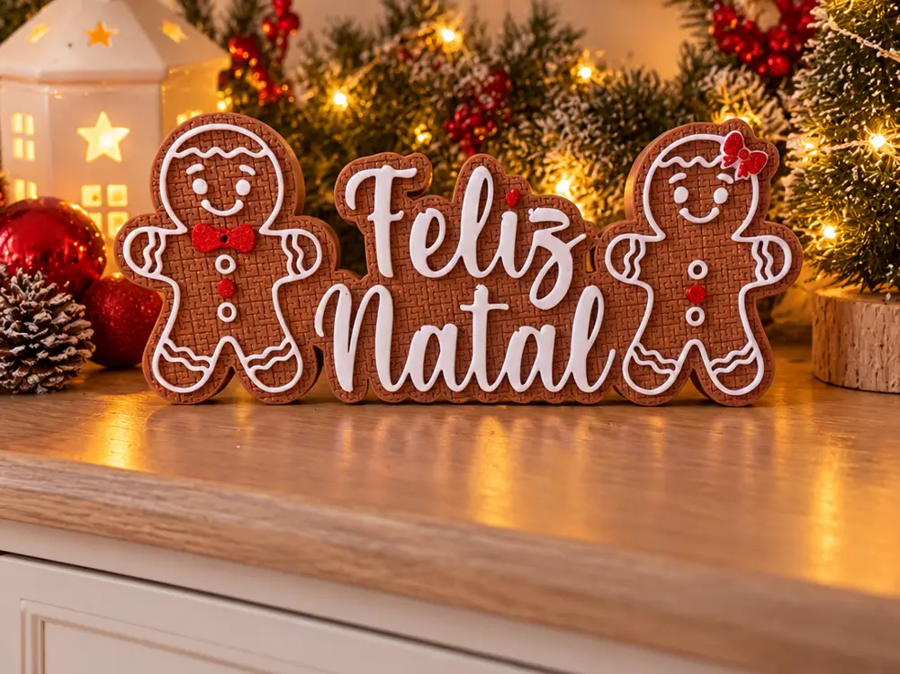 Placa Gingerbread Feliz Natal
