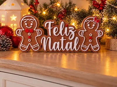 Placa Gingerbread Feliz Natal