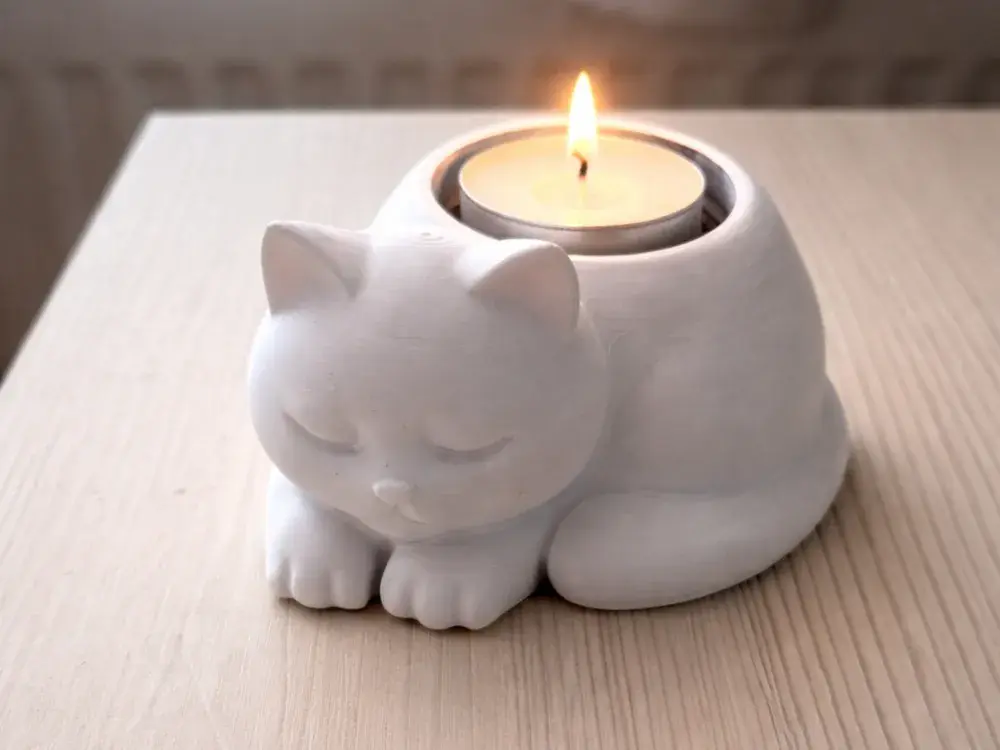 Sleeping Cat Candle Holder