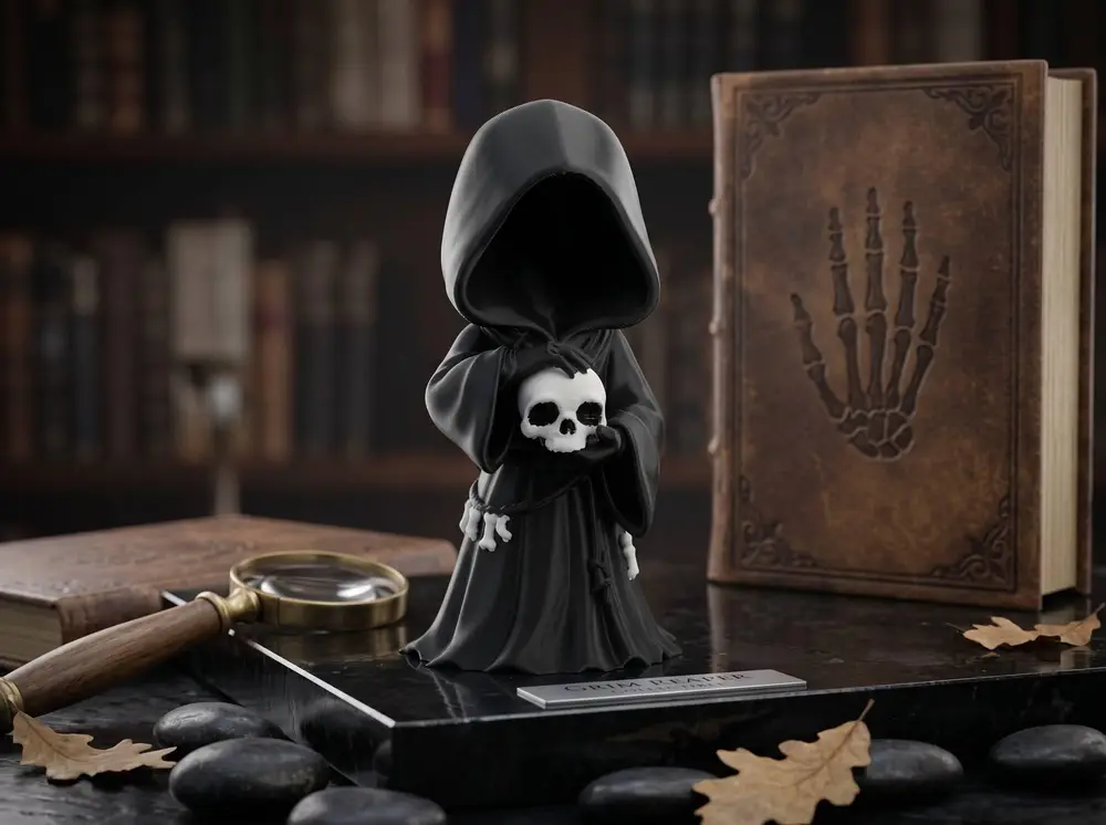 Cute Chibi Grim Reaper with Skull